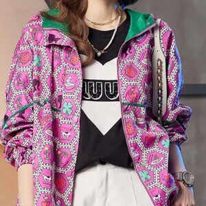 Pretty in Pink Womens Windbreaker Hooded Jacket NWT Size Small-Medium